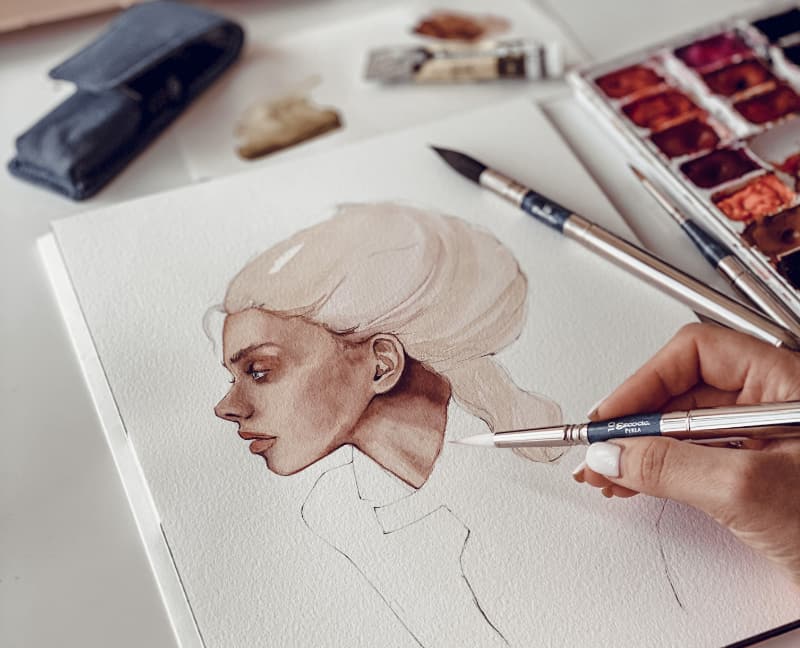 Fashion Illustrator Victoria Kagalovska blond woman process illustration