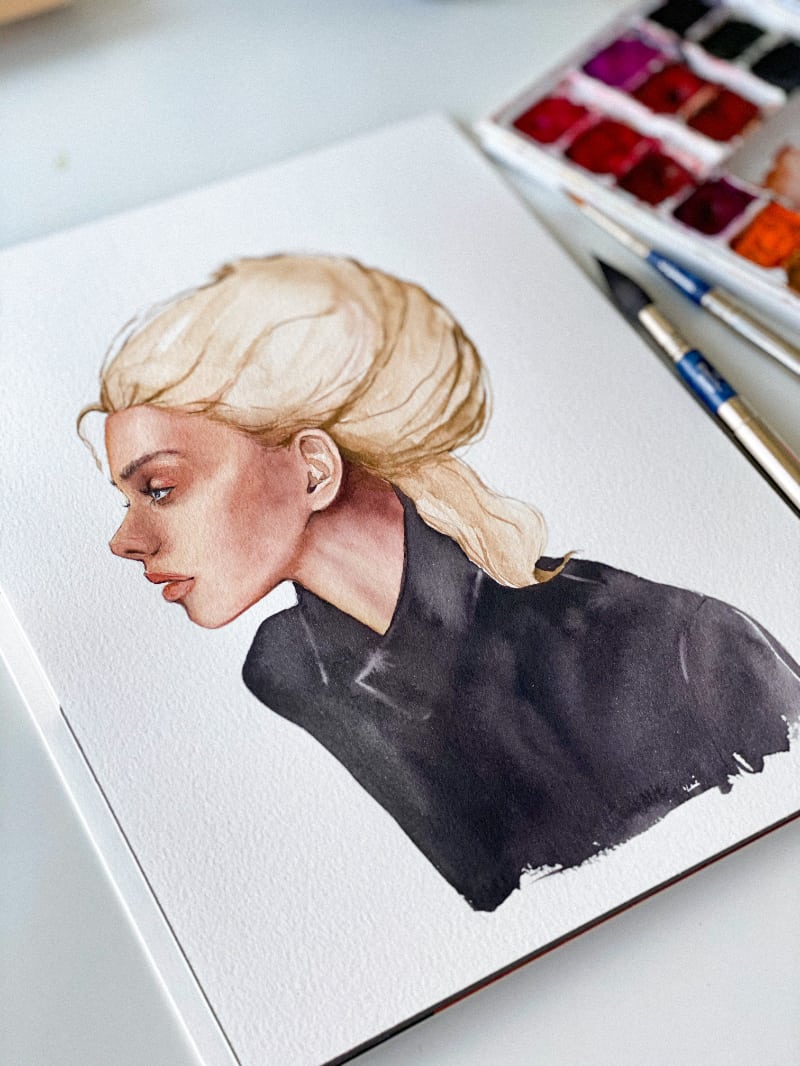Fashion Illustrator Victoria Kagalovska blond woman illustration