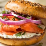 Simple bagel recipe with cream cheese and salmon